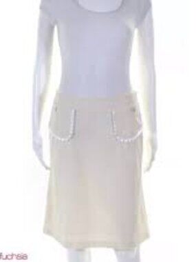 Ungaro Fuchsia Cream Virgin Wool Skirt Size 8 Italian Designer